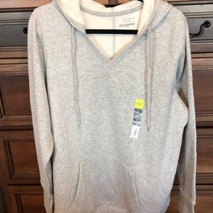 Ultra soft fleece gray hoodie front pocket